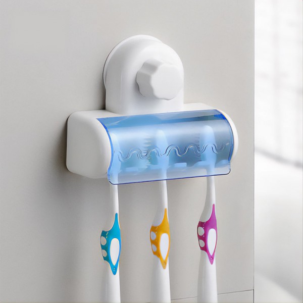 Βάση αποθήκευσης για 5 οδοντόβουρτσες CLN-0023, με βεντούζα, λευκό Βάση αποθήκευσης για 5 οδοντόβουρτσες CLN-0023, με βεντούζα, λευκό