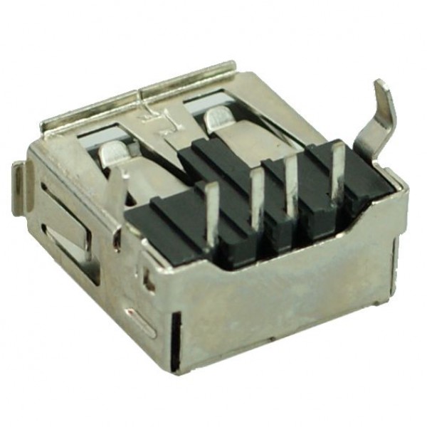 USB 2.0 Connector A TYPE, up Solder up, Silver/Black