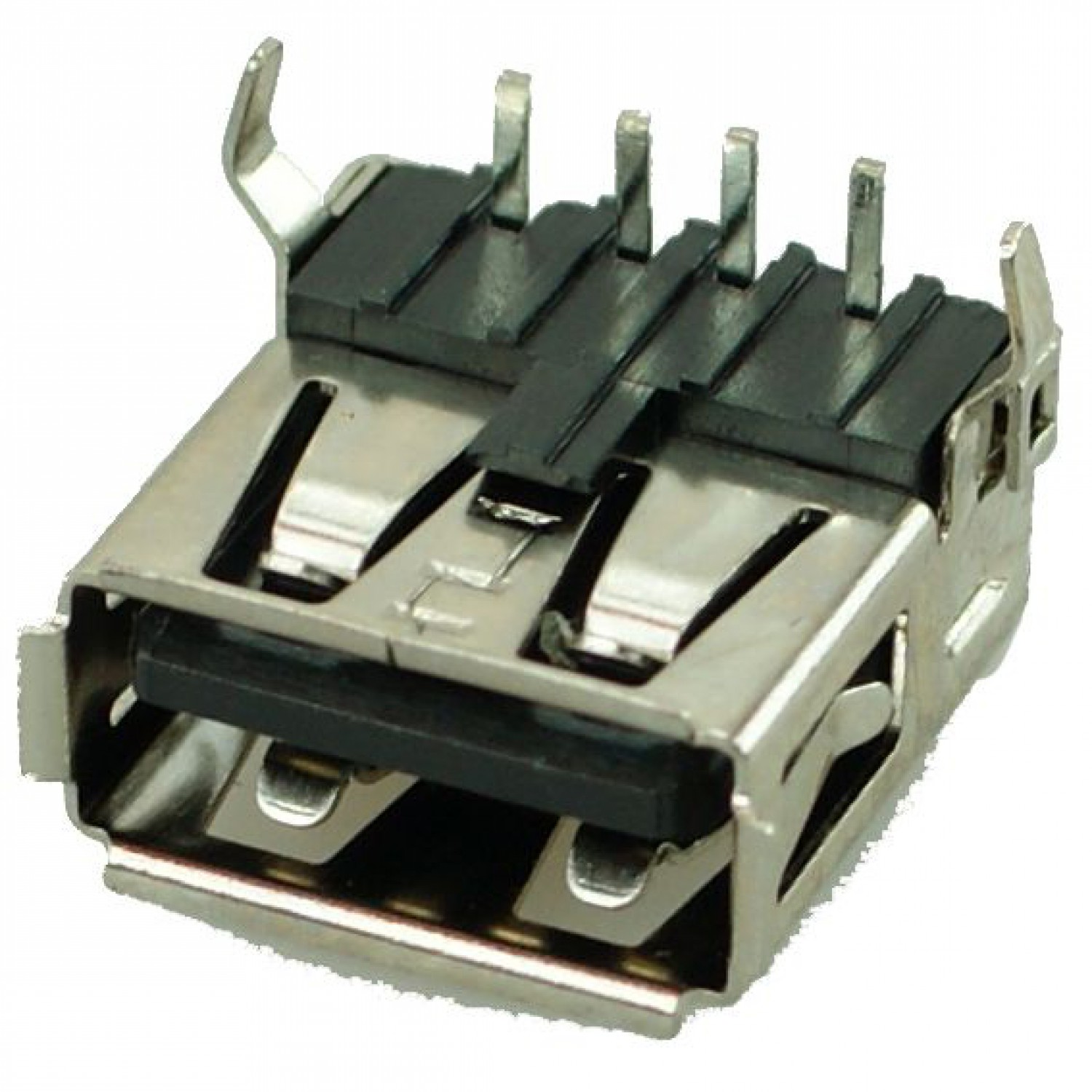 USB 2.0 Connector A TYPE, up Solder up, Silver/Black