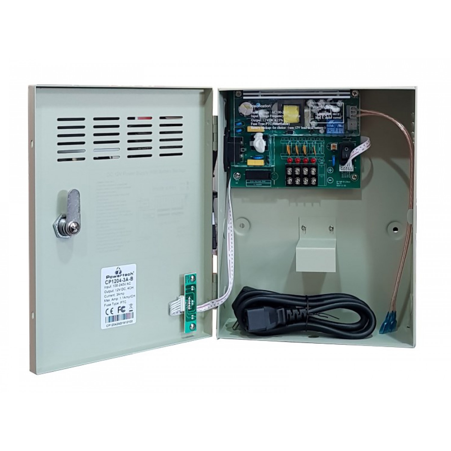 POWERTECH τροφοδοτικό CP1204-3A-B για CCTV-Alarm, DC12V 3A, 4 κανάλια