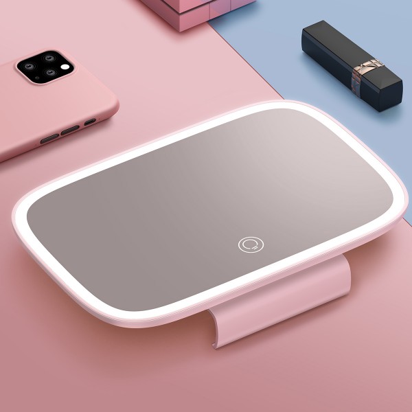 BASEUS καθρέφτης καλλωπισμού αυτοκινήτου CRBZJ01-04, LED 500mAh, ροζ