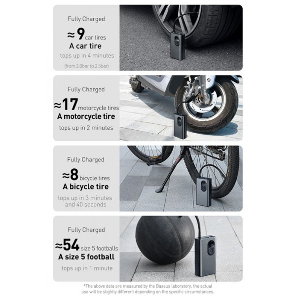 BASEUS mini συμπιεστής αέρος αυτοκινήτου CRCQB02-0A, ασημί