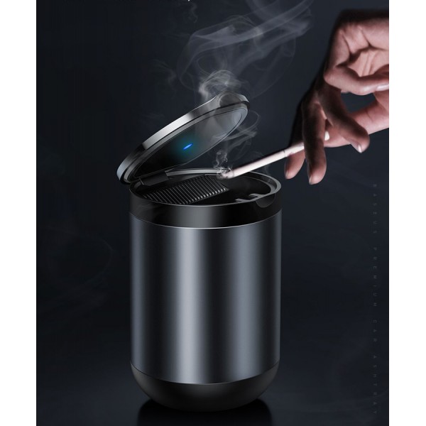 BASEUS σταχτοδοχείο με LED φωτισμό CRYHG01-0G, μεταλλικό, γκρι