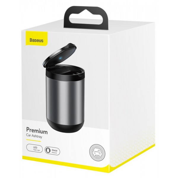 BASEUS σταχτοδοχείο με LED φωτισμό CRYHG01-0G, μεταλλικό, γκρι