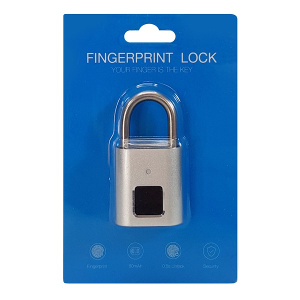 Λουκέτο ασφαλείας με fingerprint CTL-0022, 50mm, μεταλλικό, ασημί