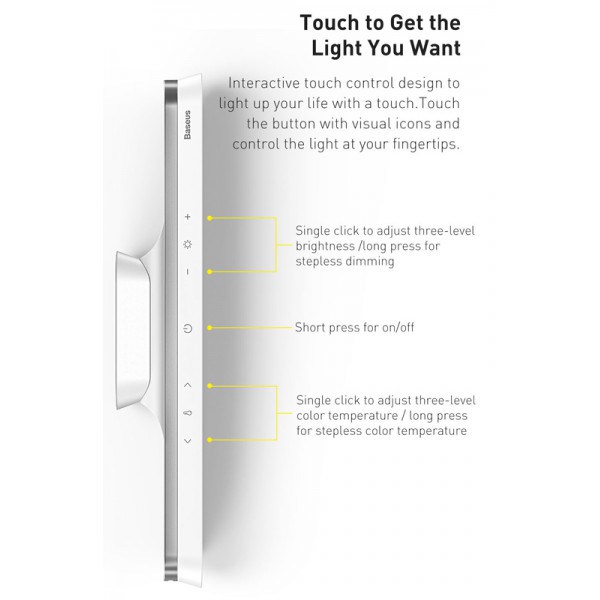 BASEUS LED φωτιστικό DGXC-02, 3000K-5000K, 5W, 1800mAh, λευκό