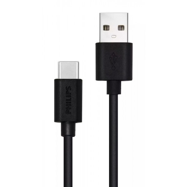PHILIPS καλώδιο USB σε USB Type-C DLC3104A-00, 1.2m, μαύρο PHILIPS καλώδιο USB σε USB Type-C DLC3104A-00, 1.2m, μαύρο
