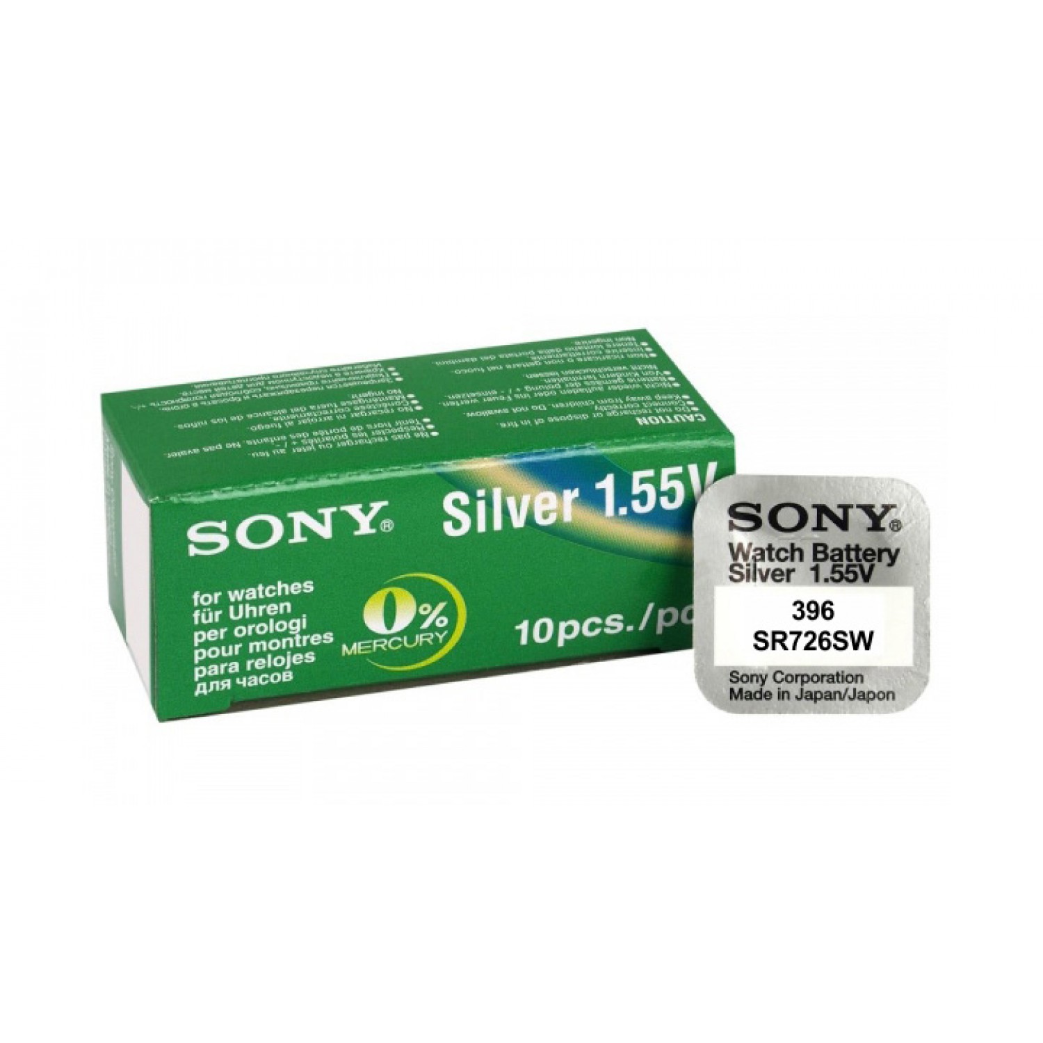 SONY μπαταρία Silver Oxide για ρολόγια SR726SW, 1.55V, No396, 10τμχ