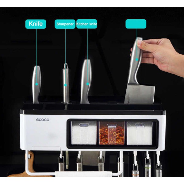 ECOCO πολυχρηστική βάση τοίχου για κουζίνα E1714, 40x12x11cm, μαύρη