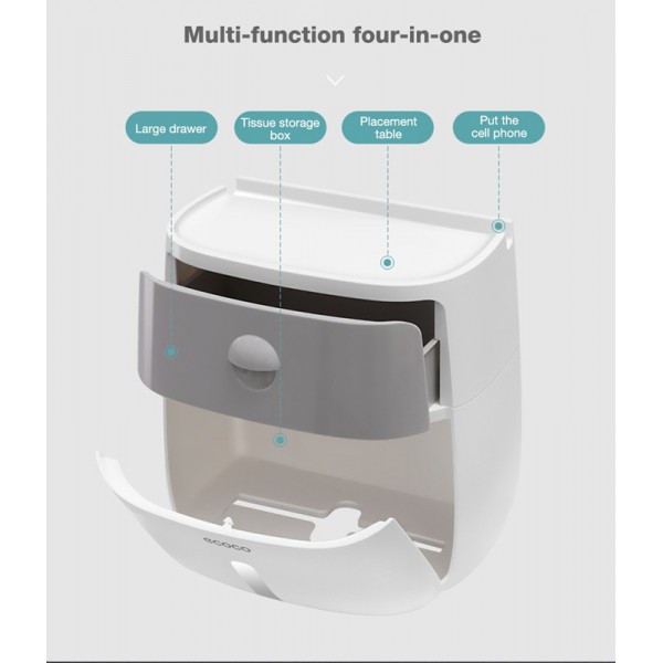 ECOCO βάση μπάνιου για χαρτί E1804, με συρτάρη, λευκή