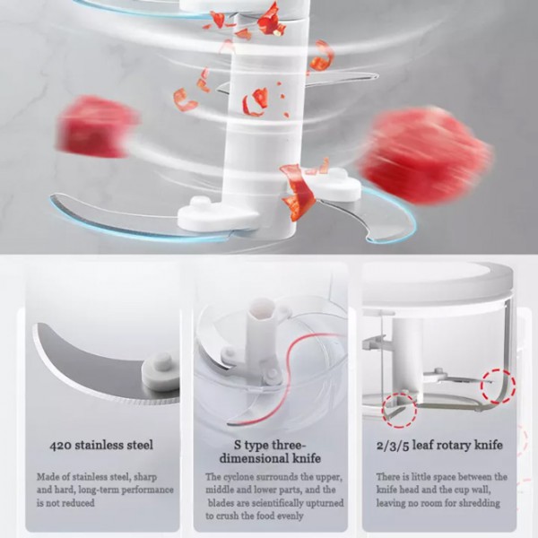 ECOCO Χειροκίνητος πολυκόφτης E1921, 1000ml, 5 λεπίδες, γκρι ECOCO Χειροκίνητος πολυκόφτης E1921, 1000ml, 5 λεπίδες, γκρι