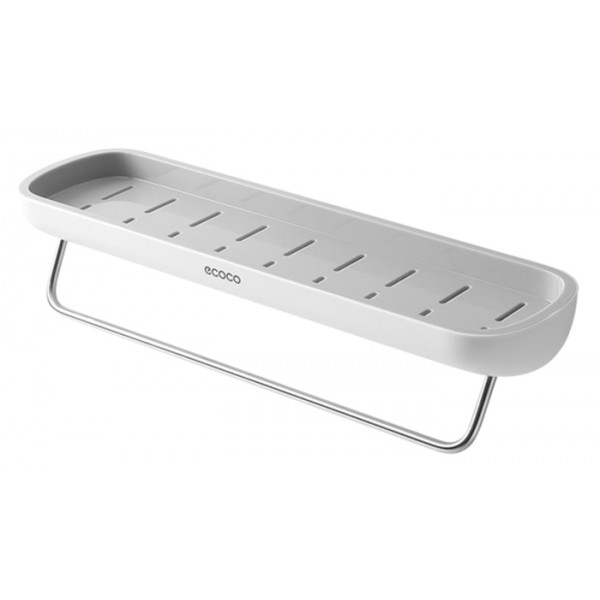 ECOCO ράφι μπάνιου με κρεμάστρα E1923-L, 41 x 12.5 x 7cm, λευκό-γκρι ECOCO ράφι μπάνιου με κρεμάστρα E1923-L, 41 x 12.5 x 7cm, λευκό-γκρι