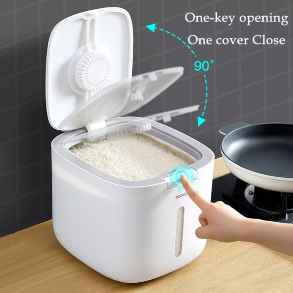 ECOCO δοχείο αποθήκευσης ρυζιού E2029, 5kg, λευκό-γκρι