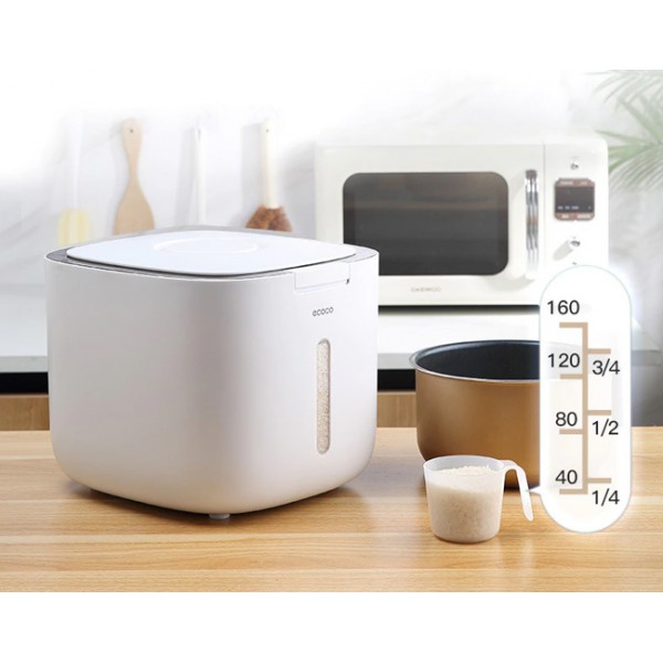 ECOCO δοχείο αποθήκευσης ρυζιού E2029, 5kg, λευκό-γκρι