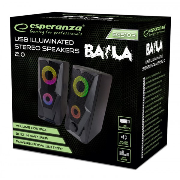 ESPERANZA ηχεία stereo Baila 2.0 EGS103, 2x3W, 3.5mm, μαύρα ESPERANZA ηχεία stereo Baila 2.0 EGS103, 2x3W, 3.5mm, μαύρα