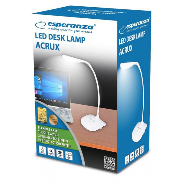 ESPERANZA Φωτιστικό γραφείου Acrux ELD103K, 3W, 14 LED, λευκό ESPERANZA Φωτιστικό γραφείου Acrux ELD103K, 3W, 14 LED, λευκό