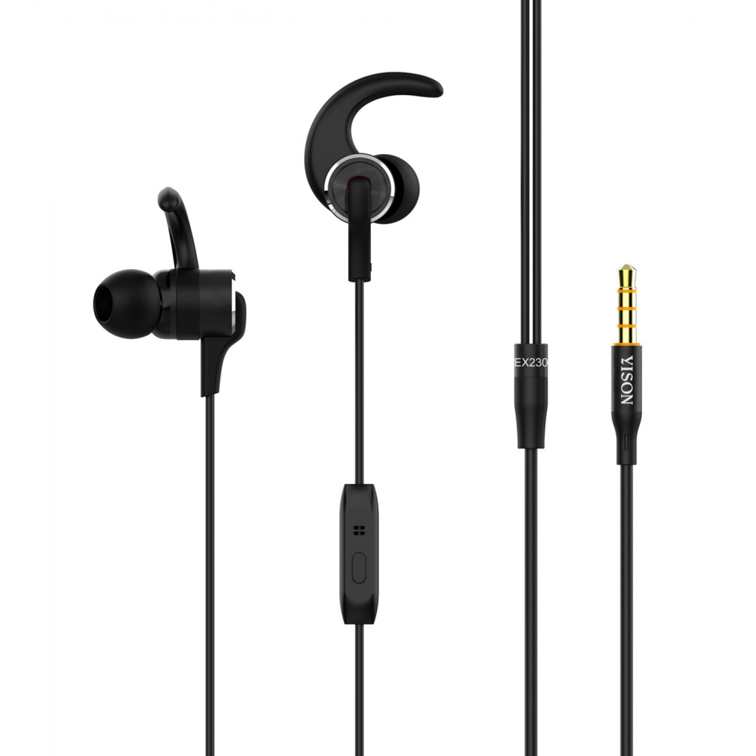 YISON Sports earphones με μικρόφωνο EX230, 10mm, 1.2m, μαύρο YISON Sports earphones με μικρόφωνο EX230, 10mm, 1.2m, μαύρο