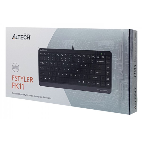 A4TECH ενσύρματο πληκτρολόγιο Fstyler FK11, ΕΝ/GR, μαύρο A4TECH ενσύρματο πληκτρολόγιο Fstyler FK11, ΕΝ/GR, μαύρο