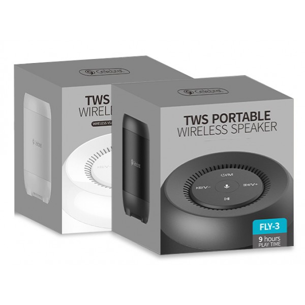 CELEBRAT Φορητό ηχείο Fly-3, TWS bluetooth/SD Card, 5W, 1200mAh, μαύρο CELEBRAT Φορητό ηχείο Fly-3, TWS bluetooth/SD Card, 5W, 1200mAh, μαύρο