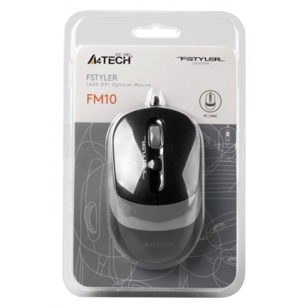 A4TECH ενσύρματο ποντίκι FM10 Fstyler series, 1600DPI, 4 πλήκτρα, μαύρο A4TECH ενσύρματο ποντίκι FM10 Fstyler series, 1600DPI, 4 πλήκτρα, μαύρο