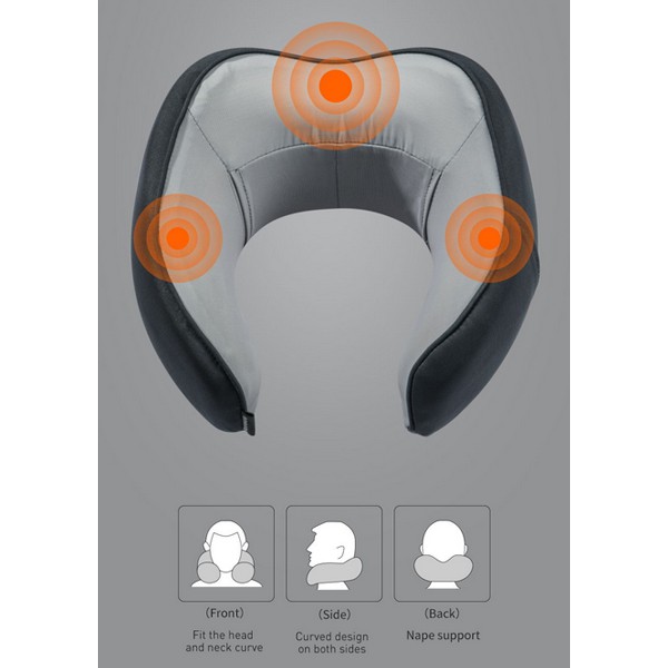 BASEUS μαξιλάρι αυχένα FMTZ-0G με αφρό μνήμης και θερμές κομπρέσες, γκρι BASEUS μαξιλάρι αυχένα FMTZ-0G με αφρό μνήμης και θερμές κομπρέσες, γκρι