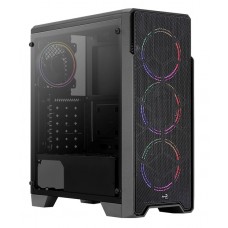 AEROCOOL PC case mid tower Ore FRGB-G-BK-V1, 195x461x422mm, 3x fan