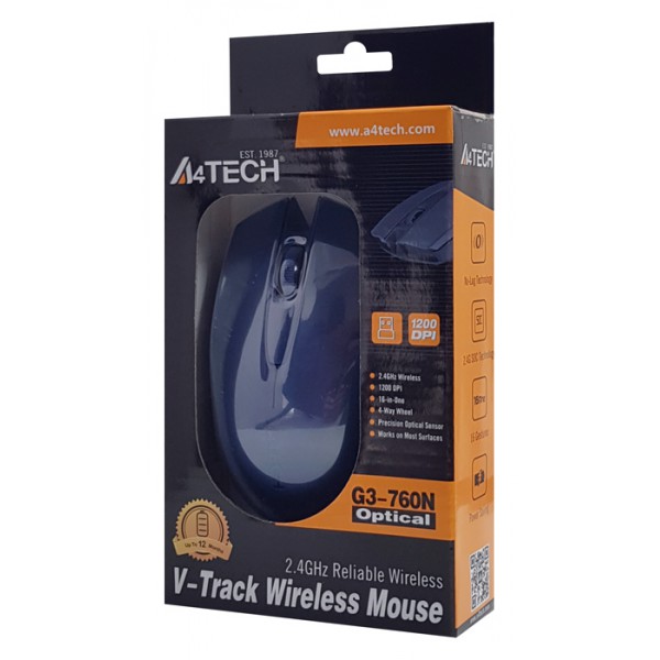 A4TECH ασύρματο ποντίκι G3-760N, 1200DPI, 3 πλήκτρα, μπλε A4TECH ασύρματο ποντίκι G3-760N, 1200DPI, 3 πλήκτρα, μπλε