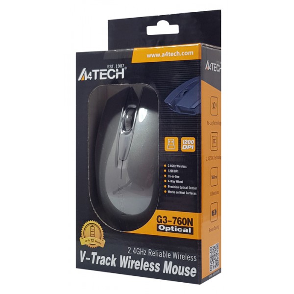 A4TECH ασύρματο ποντίκι G3-760N, 1200DPI, 3 πλήκτρα, γκρι A4TECH ασύρματο ποντίκι G3-760N, 1200DPI, 3 πλήκτρα, γκρι