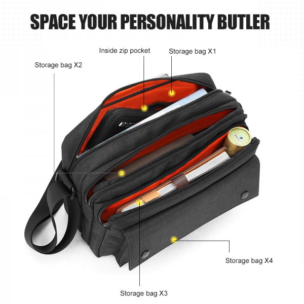 ARCTIC HUNTER τσάντα ώμου GK0075-BK με θήκη laptop 12.1”, μαύρη