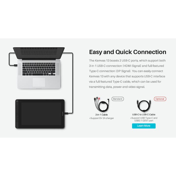 HUION pen display GS1331, 13.3", battery-free pen, 8 πλήκτρα, μαύρο HUION pen display GS1331, 13.3", battery-free pen, 8 πλήκτρα, μαύρο