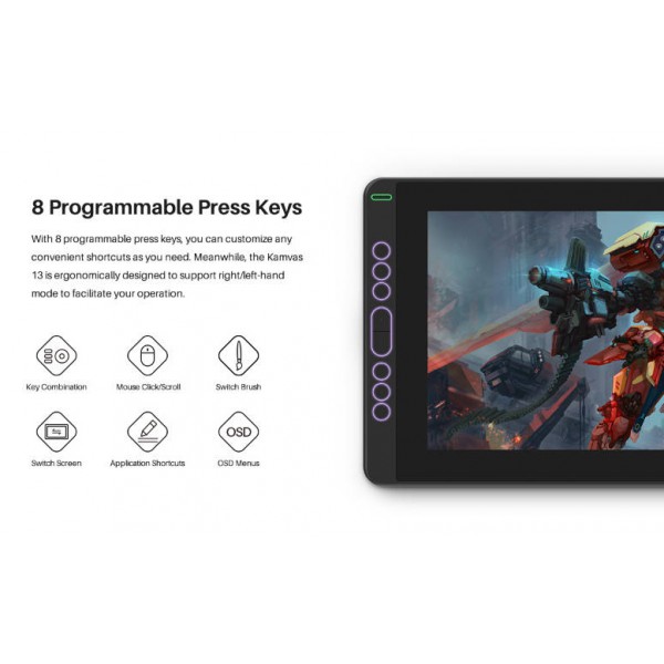 HUION pen display GS1331, 13.3", battery-free pen, 8 πλήκτρα, μαύρο HUION pen display GS1331, 13.3", battery-free pen, 8 πλήκτρα, μαύρο