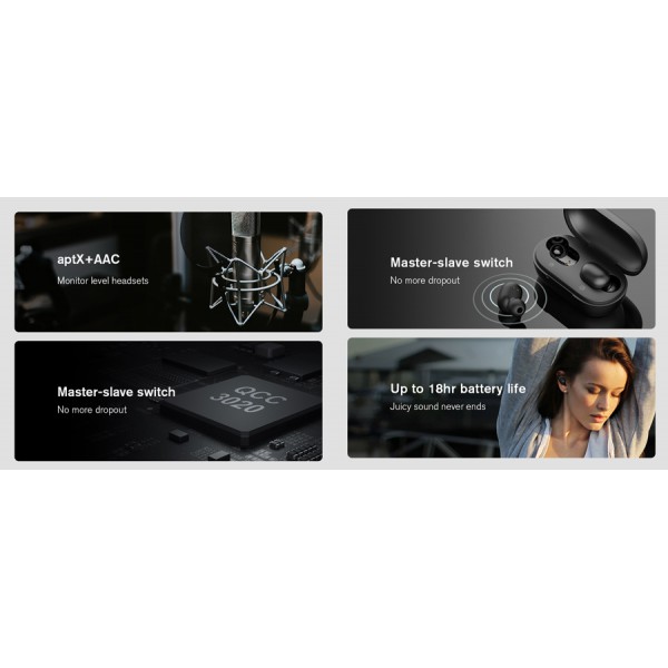 HAYLOU earphones GT1 Plus, true wireless, θήκη φόρτισης, μαύρα HAYLOU earphones GT1 Plus, true wireless, θήκη φόρτισης, μαύρα