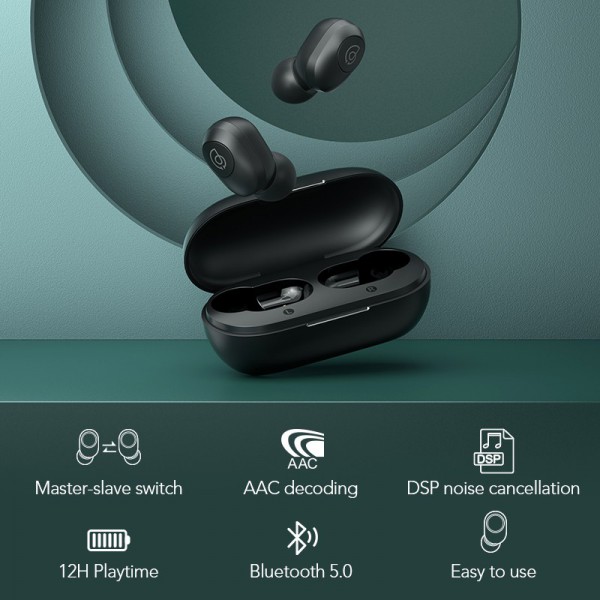 HAYLOU earphones GT2S με θήκη φόρτισης, True Wireless, μαύρα HAYLOU earphones GT2S με θήκη φόρτισης, True Wireless, μαύρα