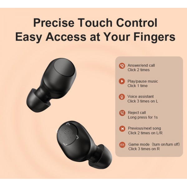 HAYLOU earphones GT5, true wireless, θήκη φόρτισης, touch control, μαύρα HAYLOU earphones GT5, true wireless, θήκη φόρτισης, touch control, μαύρα