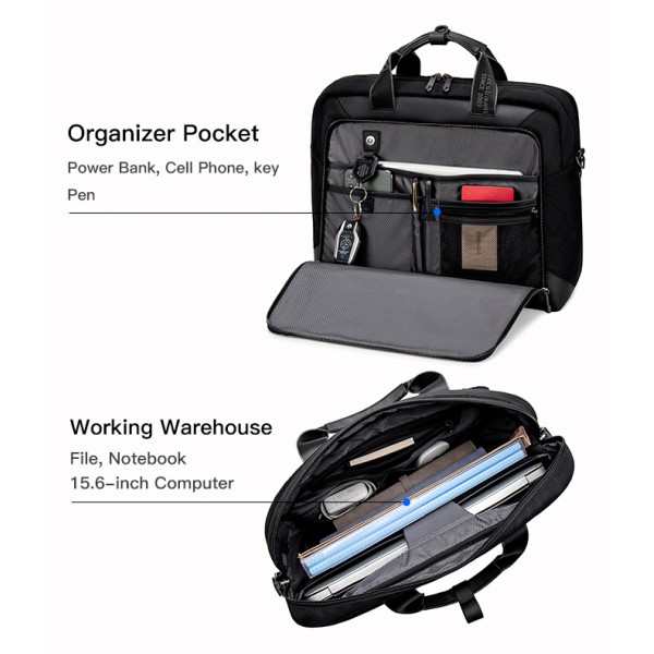 ARCTIC HUNTER τσάντα ώμου GW0004-BK με θήκη laptop 15.1", μαύρη