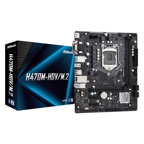ASROCK μητρική H470M-HDV/M.2, 2x DDR4, s1200, USB 3.2, mATX