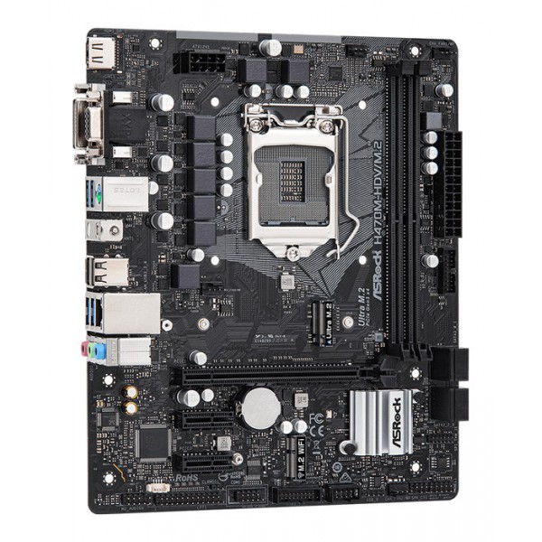 ASROCK μητρική H470M-HDV/M.2, 2x DDR4, s1200, USB 3.2, mATX