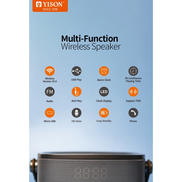 YISON φορητό ηχείο Hanker H5, 10W, Bluetooth 5.0, 4000mAh, γκρι YISON φορητό ηχείο Hanker H5, 10W, Bluetooth 5.0, 4000mAh, γκρι