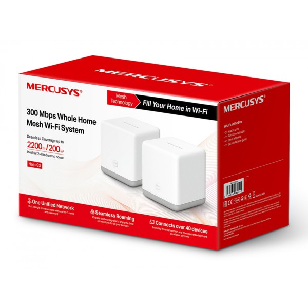 MERCUSYS Mesh Wi-Fi System Halo S3, 300Mbps, 802.11k/v, 2τμχ, Ver. 1.0 MERCUSYS Mesh Wi-Fi System Halo S3, 300Mbps, 802.11k/v, 2τμχ, Ver. 1.0