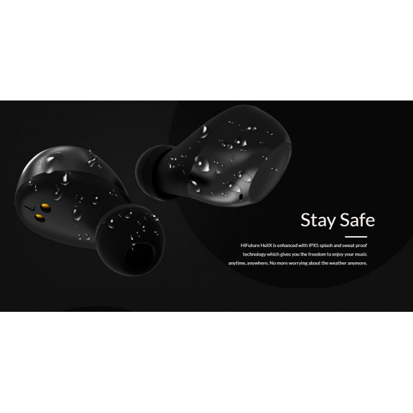 HIFUTURE earphones HeliX με θήκη φόρτισης, true wireless, μαύρα
