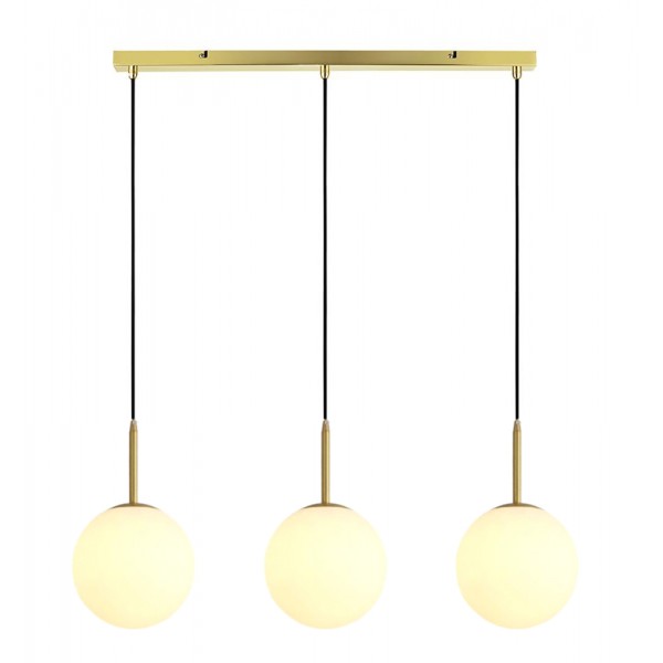 POWERTECH φωτιστικό οροφής HLL-0036, 3x E27, Φ 3x20, μεταλλικό, χρυσό