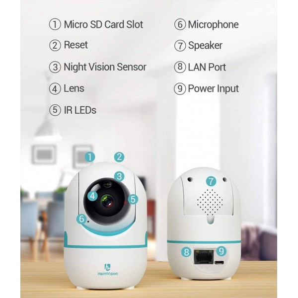 HEIMVISION IP Camera HM202A, WiFi, 3MP, 2-way audio, λευκή
