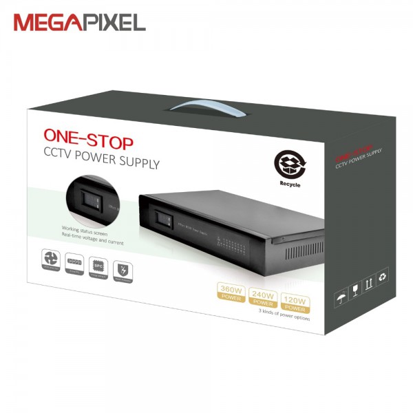 POWERTECH τροφοδοτικό HTD1209-10A, rackmount, 12v 10A, 9 καναλιών