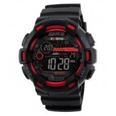 INTIME Ρολόι χειρός Chrono-02, Double time, EL φωτισμός, κόκκινο