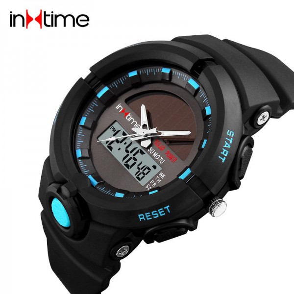 INTIME Ρολόι χειρός Solar-01, Ηλιακό, διπλή ώρα, El φωτισμός, μπλε INTIME Ρολόι χειρός Solar-01, Ηλιακό, διπλή ώρα, El φωτισμός, μπλε