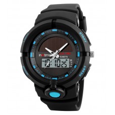 INTIME Ρολόι χειρός Solar-01, Ηλιακό, διπλή ώρα, El φωτισμός, μπλε