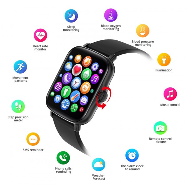 ΙΝΤΙΜΕ smartwatch P8 Plus 1.69" έγχρωμο IP67, HR & Blood pressure, μαύρο ΙΝΤΙΜΕ smartwatch P8 Plus 1.69" έγχρωμο IP67, HR & Blood pressure, μαύρο