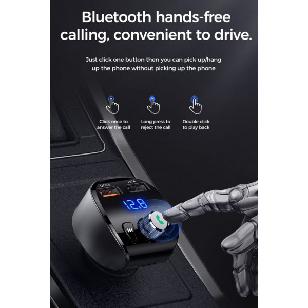 JOYROOM FM transmitter με οθόνη JR-CL02, 2x USB, micro SD, 18W, μαύρο JOYROOM FM transmitter με οθόνη JR-CL02, 2x USB, micro SD, 18W, μαύρο