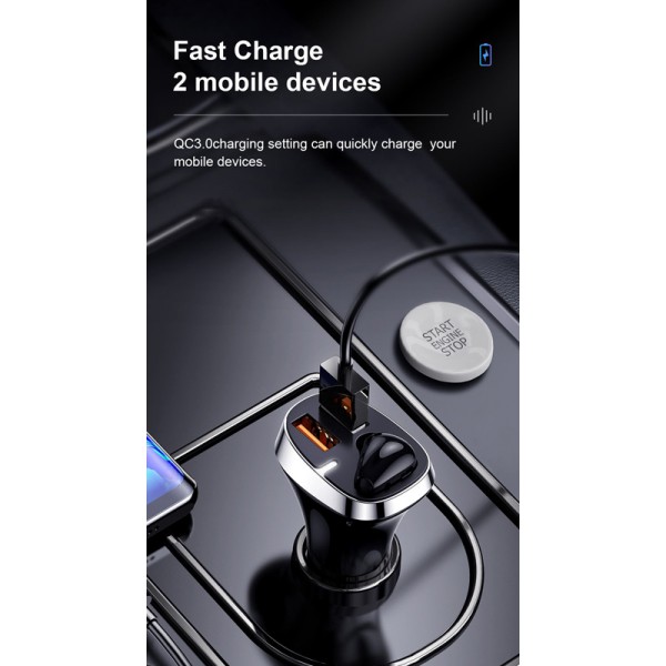 JOYROOM φορτιστής αυτοκινήτου με earphone JR-CP2, 2x USB, 28W, μαύρος JOYROOM φορτιστής αυτοκινήτου με earphone JR-CP2, 2x USB, 28W, μαύρος