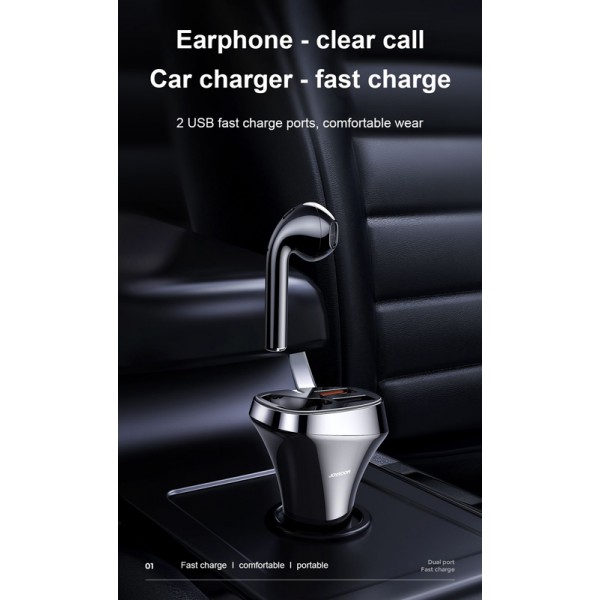 JOYROOM φορτιστής αυτοκινήτου με earphone JR-CP2, 2x USB, 28W, μαύρος JOYROOM φορτιστής αυτοκινήτου με earphone JR-CP2, 2x USB, 28W, μαύρος